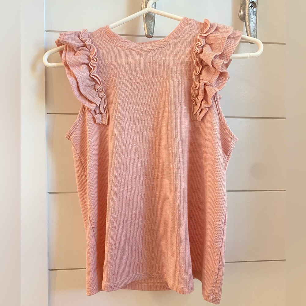 Hayden Girls Ruffled Tank in Blush. Size L (11/12). Cute!